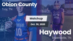 Matchup: Obion County High vs. Haywood  2020