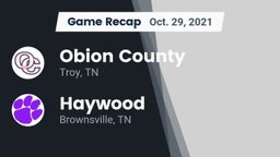 Recap: Obion County  vs. Haywood  2021