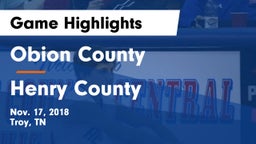 Obion County  vs Henry County Game Highlights - Nov. 17, 2018