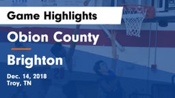 Obion County  vs Brighton Game Highlights - Dec. 14, 2018