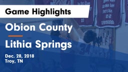 Obion County  vs Lithia Springs  Game Highlights - Dec. 28, 2018