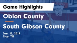 Obion County  vs South Gibson County  Game Highlights - Jan. 15, 2019