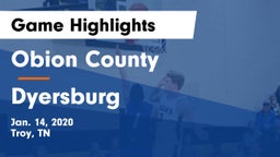 Obion County  vs Dyersburg Game Highlights - Jan. 14, 2020