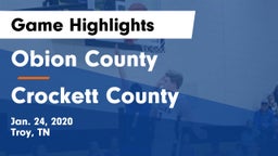 Obion County  vs Crockett County  Game Highlights - Jan. 24, 2020