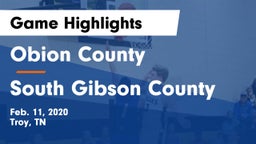Obion County  vs South Gibson County  Game Highlights - Feb. 11, 2020