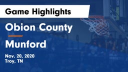 Obion County  vs Munford Game Highlights - Nov. 20, 2020