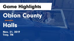 Obion County  vs Halls  Game Highlights - Nov. 21, 2019