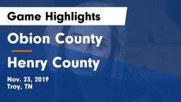 Obion County  vs Henry County  Game Highlights - Nov. 23, 2019