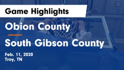 Obion County  vs South Gibson County  Game Highlights - Feb. 11, 2020