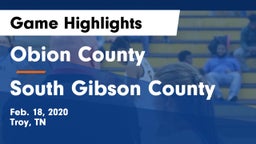 Obion County  vs South Gibson County  Game Highlights - Feb. 18, 2020