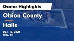 Obion County  vs Halls  Game Highlights - Dec. 17, 2020