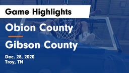 Obion County  vs Gibson County Game Highlights - Dec. 28, 2020