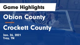 Obion County  vs Crockett County  Game Highlights - Jan. 26, 2021