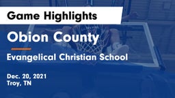 Obion County  vs Evangelical Christian School Game Highlights - Dec. 20, 2021