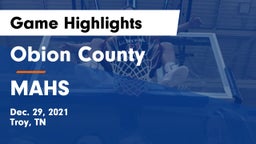 Obion County  vs MAHS Game Highlights - Dec. 29, 2021