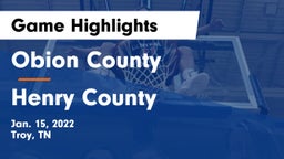 Obion County  vs Henry County  Game Highlights - Jan. 15, 2022