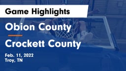Obion County  vs Crockett County  Game Highlights - Feb. 11, 2022