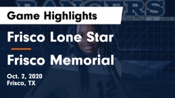 Frisco Lone Star  vs Frisco Memorial  Game Highlights - Oct. 2, 2020