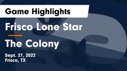 Frisco Lone Star  vs The Colony  Game Highlights - Sept. 27, 2022