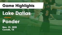 Lake Dallas  vs Ponder  Game Highlights - Nov. 23, 2020