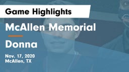 McAllen Memorial  vs Donna  Game Highlights - Nov. 17, 2020