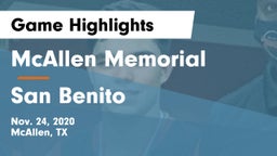 McAllen Memorial  vs San Benito  Game Highlights - Nov. 24, 2020