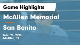 McAllen Memorial  vs San Benito  Game Highlights - Nov. 25, 2023