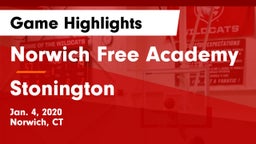 Norwich Free Academy vs Stonington  Game Highlights - Jan. 4, 2020