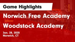 Norwich Free Academy vs Woodstock Academy  Game Highlights - Jan. 28, 2020