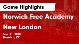 Norwich Free Academy vs New London  Game Highlights - Jan. 21, 2020