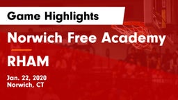 Norwich Free Academy vs RHAM  Game Highlights - Jan. 22, 2020