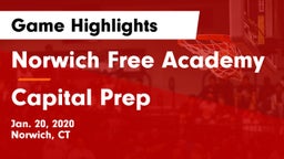 Norwich Free Academy vs Capital Prep  Game Highlights - Jan. 20, 2020