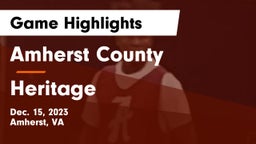 Amherst County  vs Heritage  Game Highlights - Dec. 15, 2023