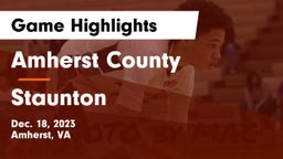 Amherst County  vs Staunton  Game Highlights - Dec. 18, 2023