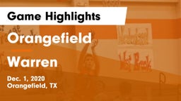 Orangefield  vs Warren  Game Highlights - Dec. 1, 2020