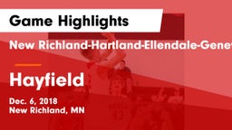 New Richland-Hartland-Ellendale-Geneva  vs Hayfield  Game Highlights - Dec. 6, 2018