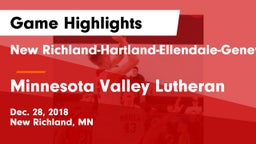 New Richland-Hartland-Ellendale-Geneva  vs Minnesota Valley Lutheran Game Highlights - Dec. 28, 2018