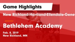 New Richland-Hartland-Ellendale-Geneva  vs Bethlehem Academy  Game Highlights - Feb. 8, 2019