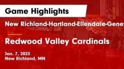 New Richland-Hartland-Ellendale-Geneva  vs Redwood Valley Cardinals Game Highlights - Jan. 7, 2023