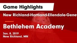 New Richland-Hartland-Ellendale-Geneva  vs Bethlehem Academy  Game Highlights - Jan. 8, 2019
