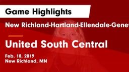 New Richland-Hartland-Ellendale-Geneva  vs United South Central Game Highlights - Feb. 18, 2019