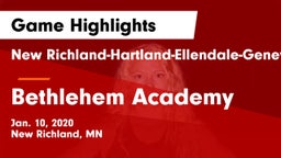 New Richland-Hartland-Ellendale-Geneva  vs Bethlehem Academy  Game Highlights - Jan. 10, 2020