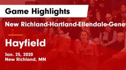 New Richland-Hartland-Ellendale-Geneva  vs Hayfield  Game Highlights - Jan. 25, 2020