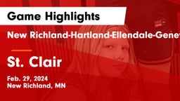 New Richland-Hartland-Ellendale-Geneva  vs St. Clair  Game Highlights - Feb. 29, 2024