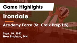 Irondale  vs Academy Force (St. Croix Prep HS) Game Highlights - Sept. 10, 2022