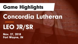 Concordia Lutheran  vs LEO JR/SR  Game Highlights - Nov. 27, 2018