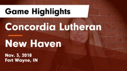 Concordia Lutheran  vs New Haven  Game Highlights - Nov. 3, 2018