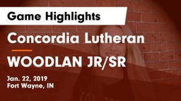 Concordia Lutheran  vs WOODLAN JR/SR  Game Highlights - Jan. 22, 2019