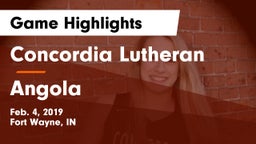 Concordia Lutheran  vs Angola  Game Highlights - Feb. 4, 2019