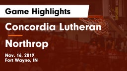 Concordia Lutheran  vs Northrop  Game Highlights - Nov. 16, 2019